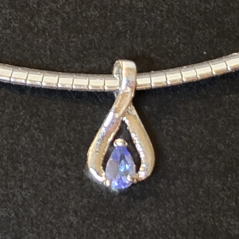 Tanzanite International Infinity Pendant Charm Sterling Silver Omega Necklace - Picture 3 of 7
